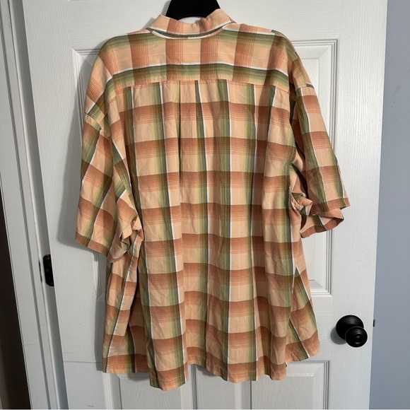 Tommy Bahama XXL Plaid Short Sleeve Shirt - Peach and Green, Tencel - Picture 11 of 11